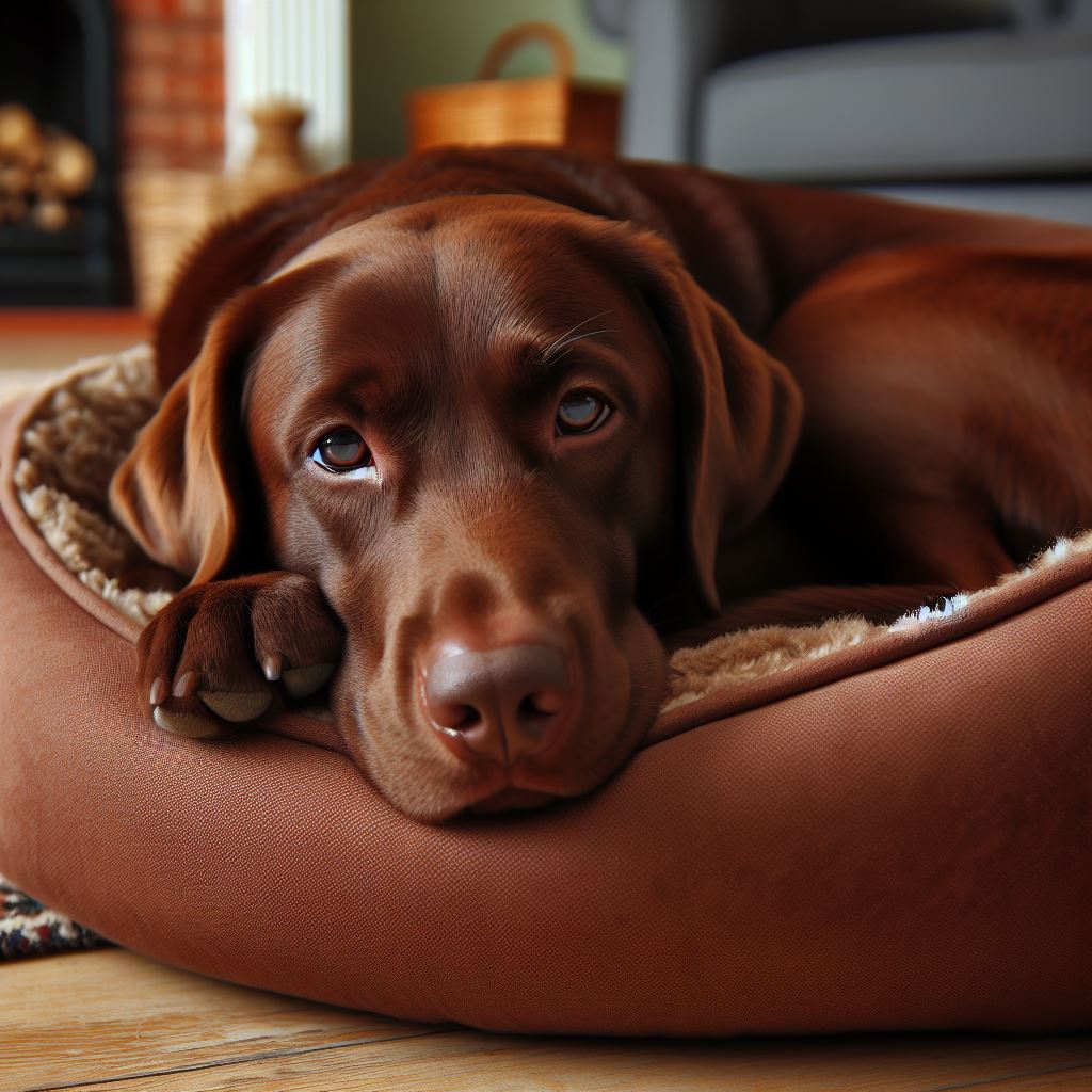 Labrador im Hundebettchen